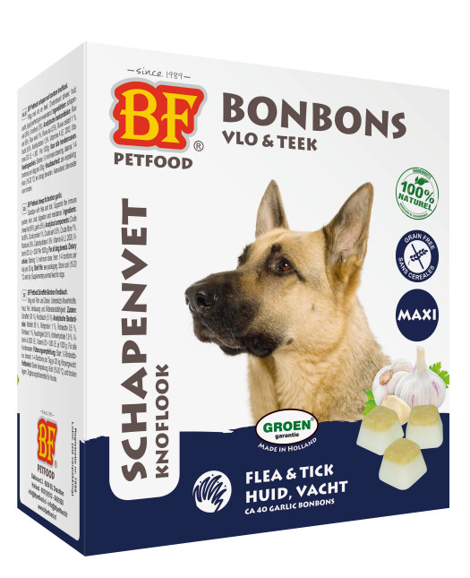 BF Petfood Schapenvet Maxi Bonbons met knoflook