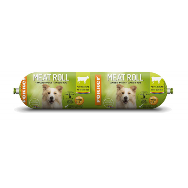 Fokker Fokker Meat Roll kip met rund en zalm hondenvoer Per 3