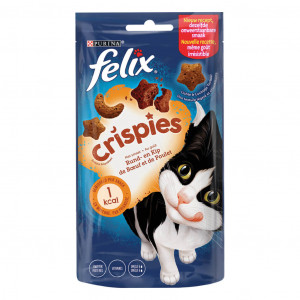 Felix Crispies Snacks rund- & kipsmaak kattensnoep Per 4