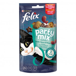Felix Party Mix Seaside zalm-, koolvis-, forelsmaak kattensnoep 60 gr 8 x 60 gr