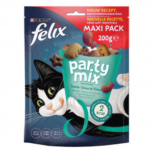 Afbeelding Felix Party Mix Seaside kattensnoep zalm-, koolvis- & forelsmaak maxipack 5 x 200 gr door Brekz.nl