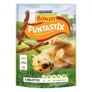 Afbeelding Bonzo Funtastix hondensnacks met bacon- en kaassmaak (175 gr) Per 3 door Brekz.nl