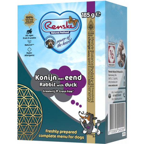 Renske Renske Graanvrij vers bereid konijn met eend natvoer hond (tetra) 12 x 375 g