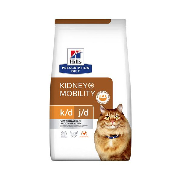 Hill's Prescription Diet K/D J/D Kidney + Mobility kattenvoer met kip 3 x 3 kg