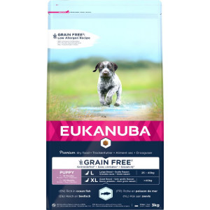 Afbeelding Eukanuba Puppy & Junior L/XL graanvrij zeevis hondenvoer 12 kg door Brekz.nl