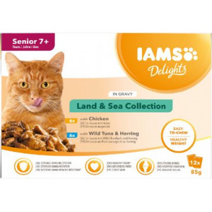 Afbeelding Iams Delights Senior Land & Sea Collection in gravy (12x85g) 24 x 85 gr door Brekz.nl