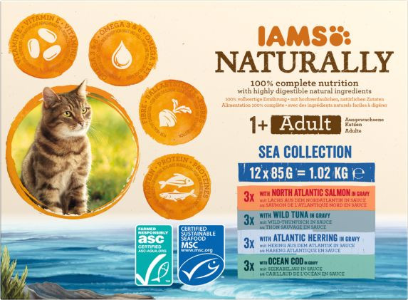 Iams Naturally Adult Sea Collection natvoer kat (12x85gr)