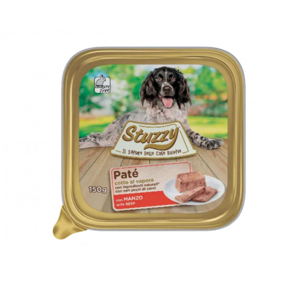 Stuzzy Stuzzy Paté met rund nat hondenvoer (150 gram) 1 tray (22 x 150 g)