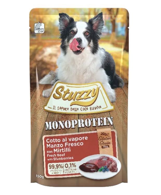 Stuzzy Dog Grain Free Monoprotein Rund met bosbes nat hondenvoer 150 gram