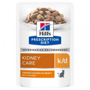 Afbeelding Hill's Prescription Diet Kat K/D Pouch Kip 85 gr kattenvoer 12 zakjes door Brekz.nl