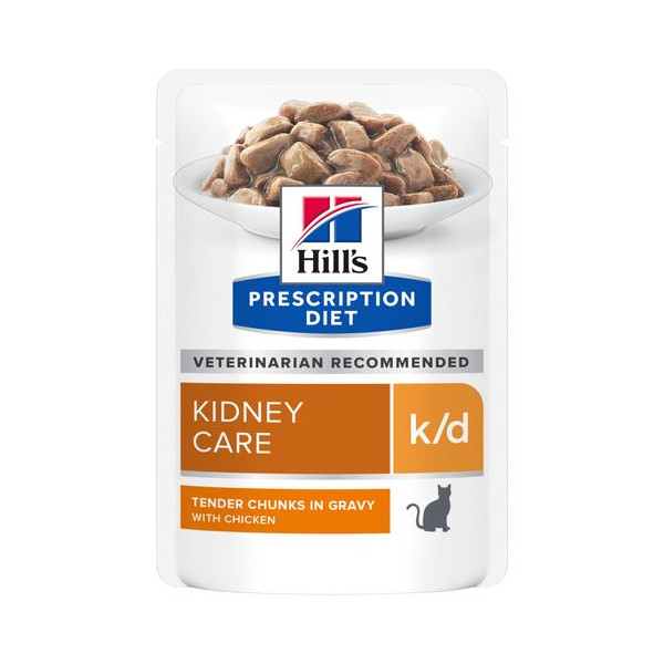 Hill's Hill's Prescription Diet K/D Kidney Care nat kattenvoer met kip maaltijdzakje multipack 1 doos (12 x 85 g)