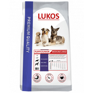 Lukos Puppy & Junior Medium/Large - premium hondenvoer 2 x 1 kg