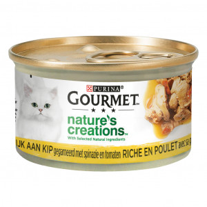 Purina Gourmet Nature's Creations met kip,spinazie, tomaat natvoer kat (24x85 g) 24 x 85 g