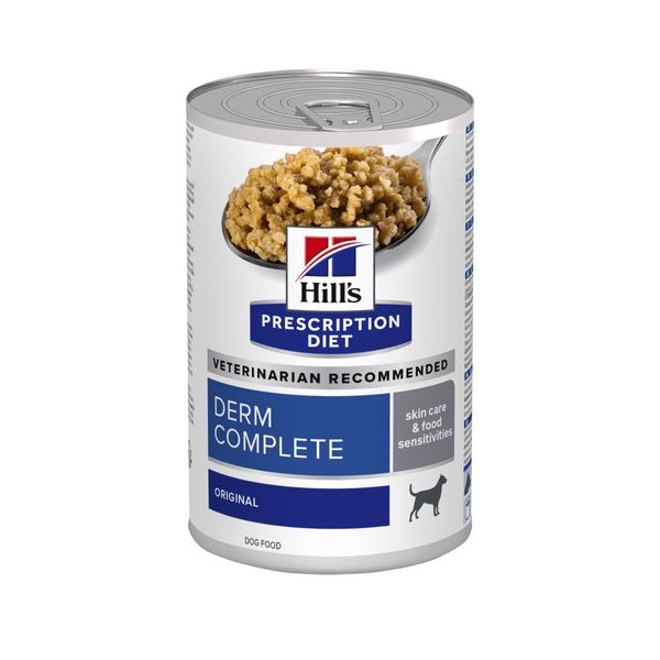 Hill's Hill's Prescription Diet Derm Complete Skin Care & Food Sensitivities nat hondenvoer blik 4 trays (48 x 370 g)