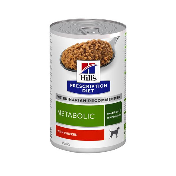 Hill's Hill's Prescription Diet Metabolic Weight Management nat hondenvoer met kipsmaak blik 1 tray (12 x 370 g)
