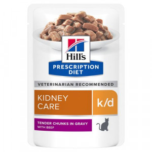 Afbeelding Hill's Prescription Diet Kat K/D Pouch Rund 85 gr kattenvoer 12 zakjes door Brekz.nl