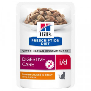 Hill's Prescription Diet I/D Digestive Care natvoer kat met kip maaltijdzakje multipack 8 dozen