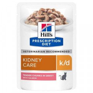 Afbeelding Hill's Prescription Diet Kat K/D Pouch Zalm 85 gr kattenvoer 12 zakjes door Brekz.nl