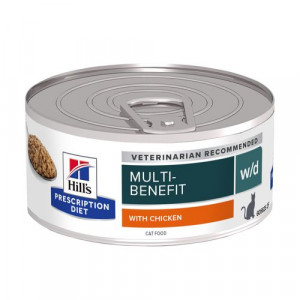 Afbeelding Hill's Prescription Diet W/D Kip 156 gr blik kattenvoer 1 tray (24 blikken) door Brekz.nl