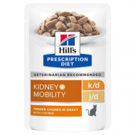 Hill's Prescription Diet K/D J/D Kidney + Mobility nat kattenvoer met kip maaltijdzakje multipack 4 dozen (48 x 85 g)