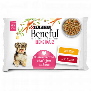 Beneful Heerlijke Hapjes Kip/Rund hondenvoer in saus 10 x (4 x 100 gr)