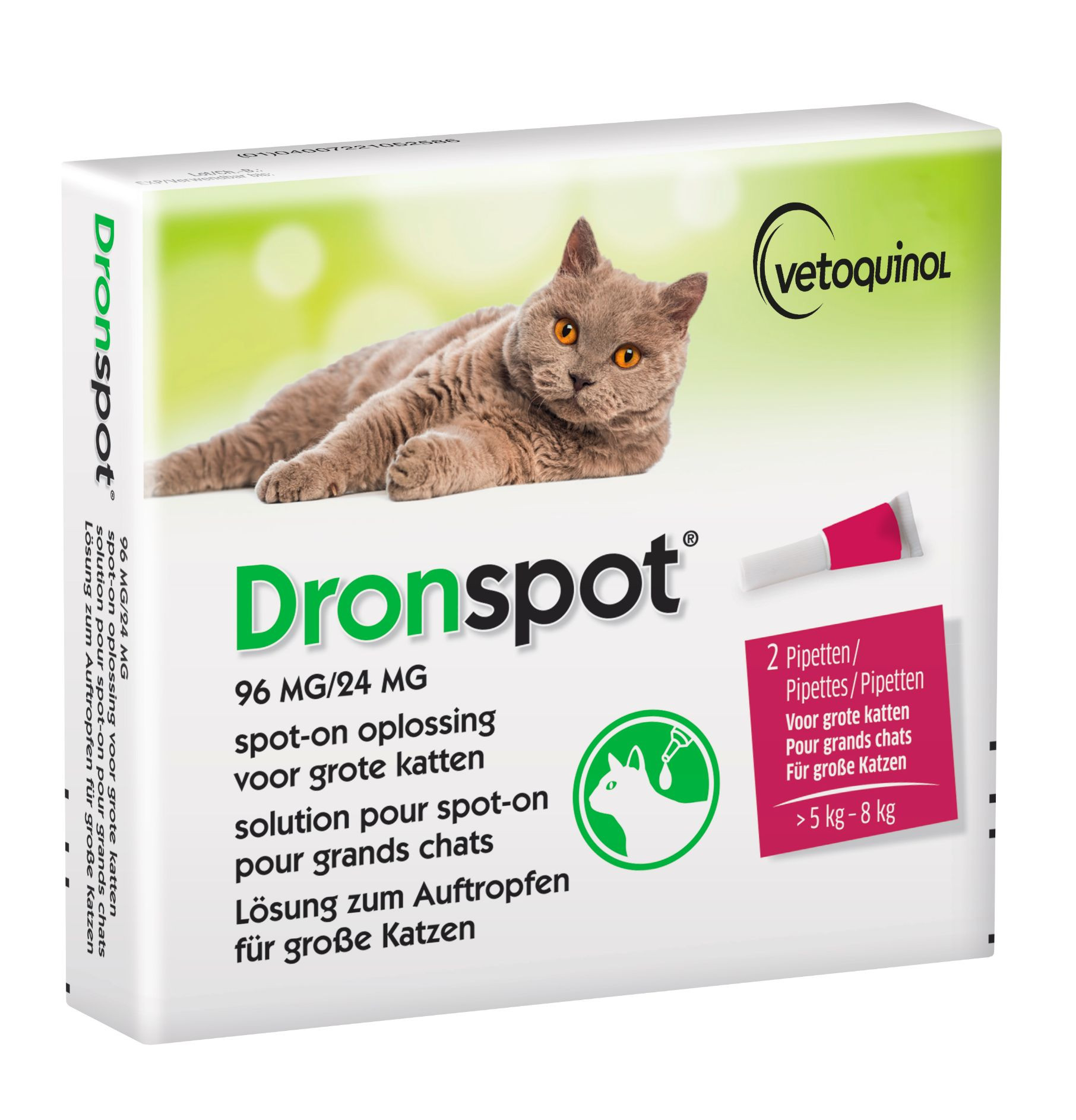 Dronspot 96 mg/24 mg Spot-on oplossing voor katten (5- 8 kg)