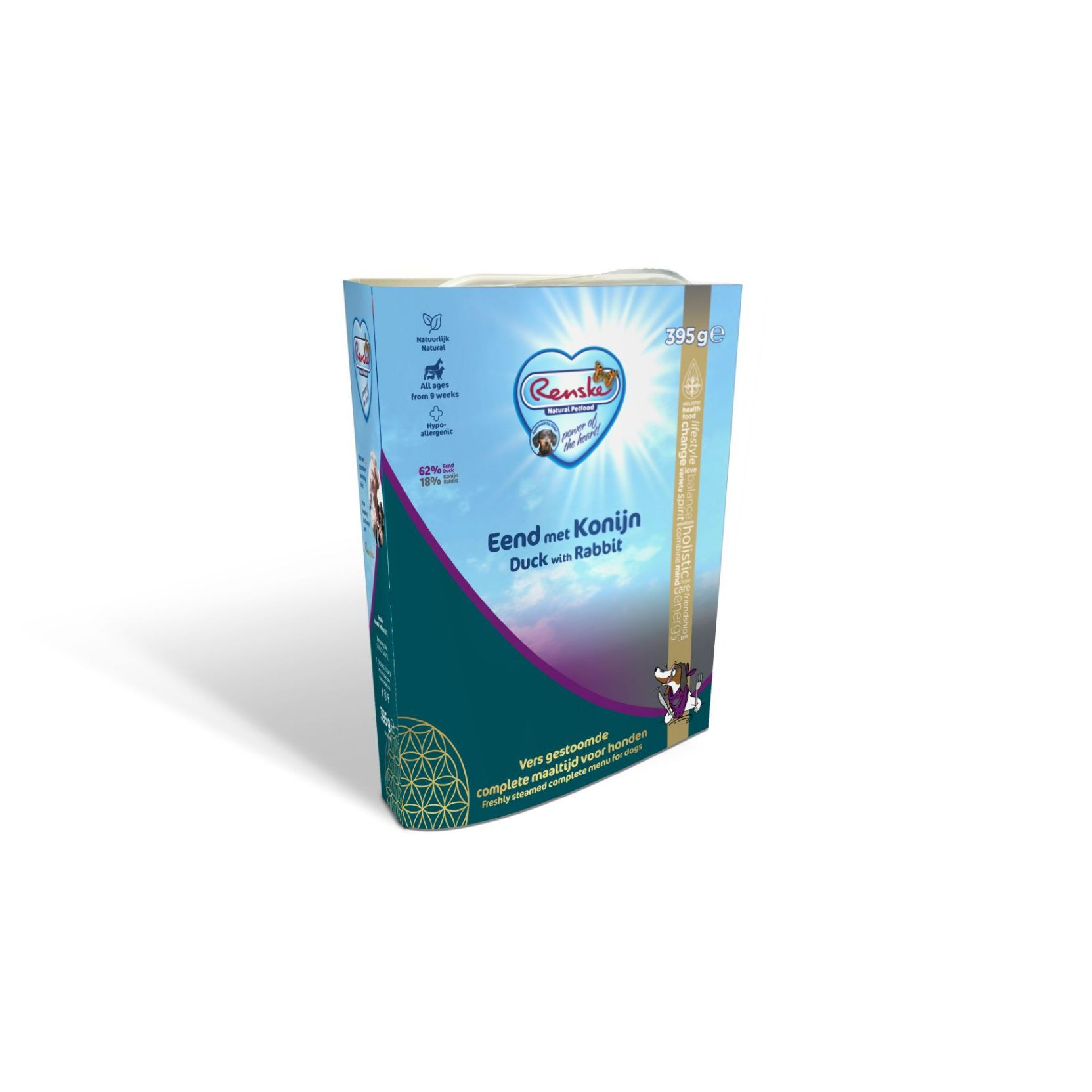 Renske Vers Gestoomd eend met konijn hondenvoer (395 gr)