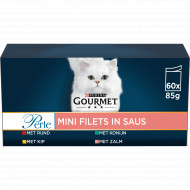 Gourmet Perle Mini Filets in saus met rund, kip, konijn, zalm natvoer kat (60 x 85 g) 60 x 85 g