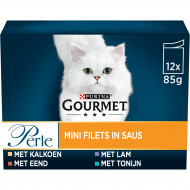 Gourmet Perle Mini Filets in saus met kalkoen, eend, tonijn, lam natvoer kat 40 x 85 g