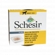 Schesir kip met ham (jelly) natvoer hond (blikjes) 1 tray (10 x 150 g)