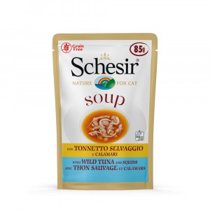 Afbeelding Schesir Pouch Cat Soup - Kattenvoer - Kip Inktvis 85 g door Brekz.nl