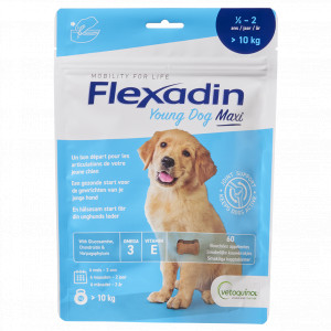 Afbeelding Flexadin Young Dog Maxi Joint Support (60 kauwbrokjes) 60 tabletten door Brekz.nl