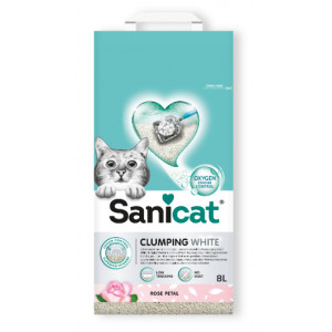 Afbeelding Sanicat Clumping White Rose Petal kattengrit 8 liter door Brekz.nl