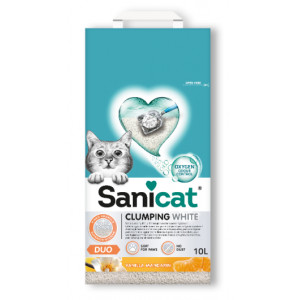 Afbeelding Sanicat Clumping White Duo Vanilla & Mandarin kattenbakvulling 10 liter door Brekz.nl