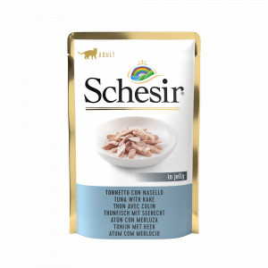 Schesir Cat Maaltijdzakjes Adult In Gelei 85 g - Kattenvoer - Tonijn&Kabeljauw