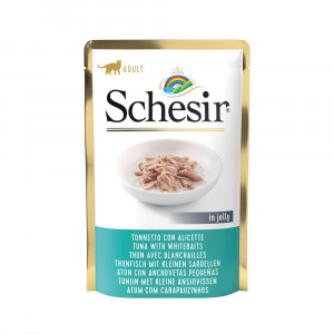 Afbeelding Schesir tonijn met kleine ansjovis (jelly) natvoer kat (zakjes 85 g) 1 doos (20 x 85 g) door Brekz.nl