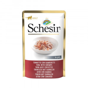 Schesir tonijn met garnalen (jelly) natvoer kat (zakjes 85 g) 1 doos (20 x 85 gr)