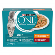 Purina One Adult met kip, rund en groenten in saus natvoer kat 8 x 85 g