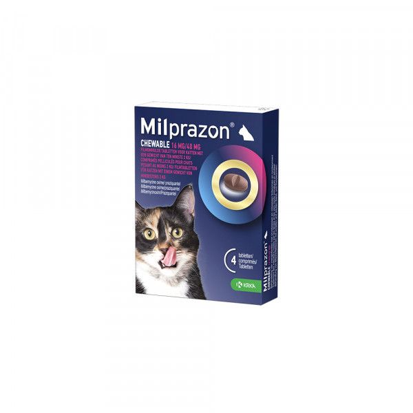 Milprazon Chewable 16 mg / 40 mg grote kat 12 tabletten
