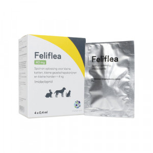 Feliflea 40 mg Spot-on oplossing voor hond, kat en konijn (tot 4kg) 2 x 4 pipetten