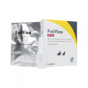 Feliflea 80 mg Spot-on oplossing voor kat en konijn (vanaf 4kg) 2 x 4 pipetten