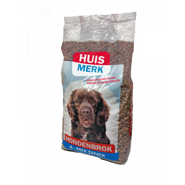 Huismerk Huismerk Hondenbrok 4-Mix Diner hondenvoer 10 kg