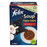 Felix Soup Tender Strips met rund/kip/lam kattensoep 4 x (6 x 48 g)