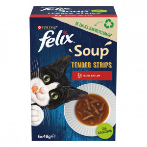 Felix Soup Filets met rund/kip/lam kattensoep (6x48g) 1 doos