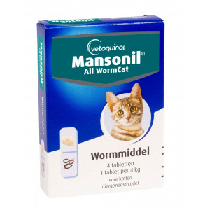 Afbeelding Mansonil All Worm Kat 4 Tabletten door Brekz.nl