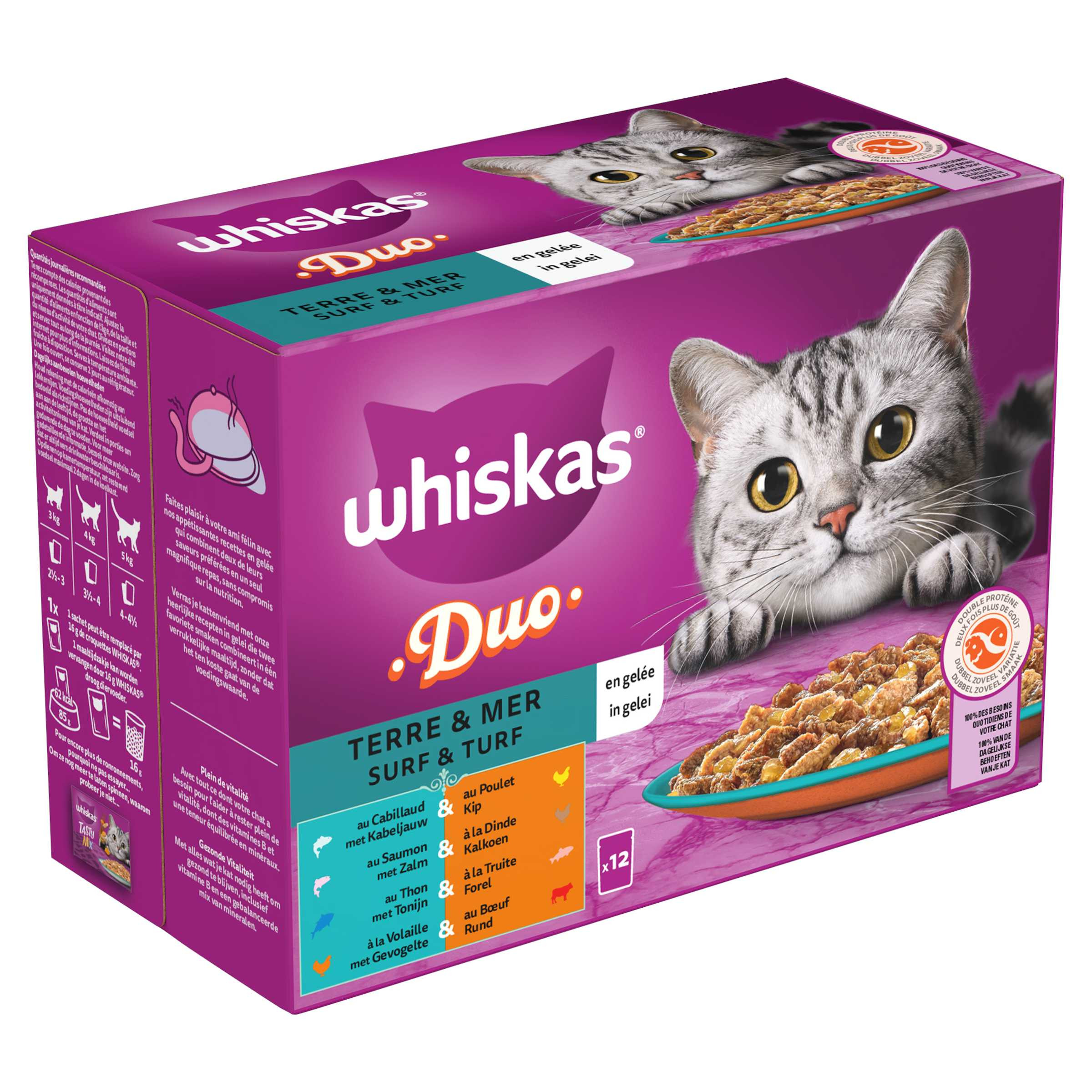 Whiskas 1+ Duo Surf & Turf in gelei | Lekkerste natvoer kat