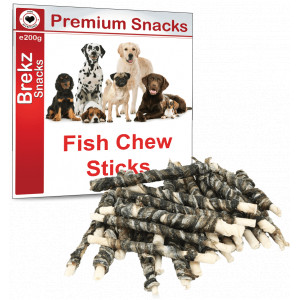 Brekz Premium Fish Chew Sticks honden kauwsnack 200g Per 12