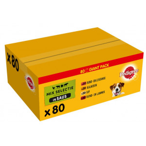 Afbeelding Pedigree Adult in saus multipack natvoer hond maaltijdzakjes (100 g) 1 verpakking (80 x 100 g) door Brekz.nl