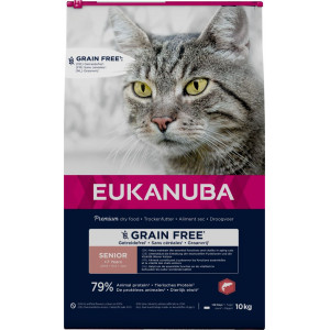 Afbeelding Eukanuba Senior met zalm graanvrij kattenvoer 10 kg door Brekz.nl