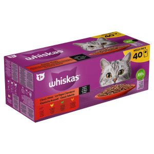 Whiskas 1+ Classic Selectie in saus natvoer kat multipack (85 g) 1 verpakking (40 x 85 g) afbeelding